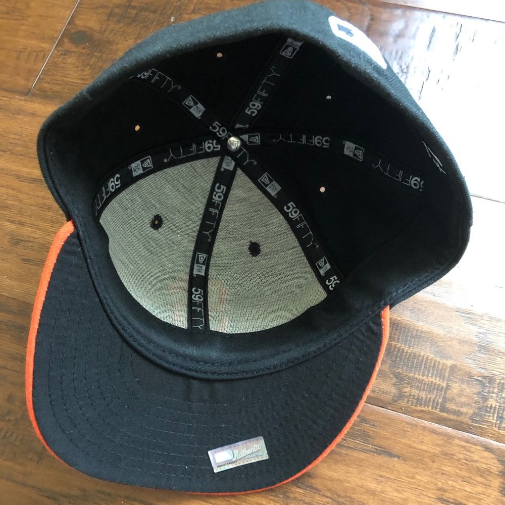 New Era 59 Fifty San Francisco Giants baseball cap hat 7.5 7 1/2 black orange - Picture 5 of 8